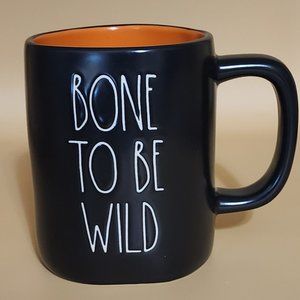 RAE DUNN BONE TO BE WILD Artisan Collection Black Orange Halloween Ceramic MUG
